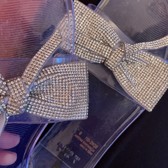 Clear jelly rhinestone bow sandals size 9 - Picture 5 of 6